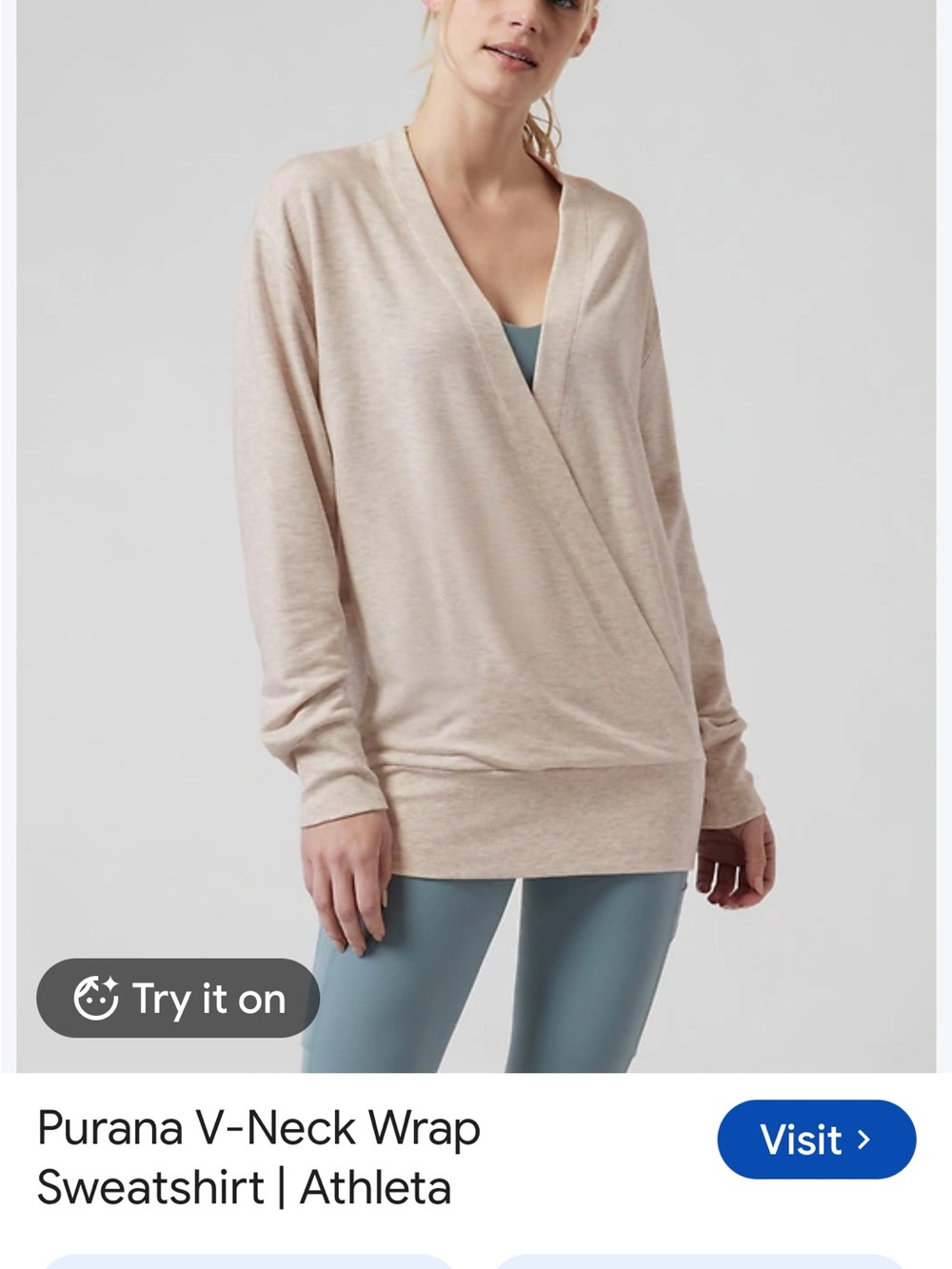 Athleta Purana V Neck Wrap-Front Sweater